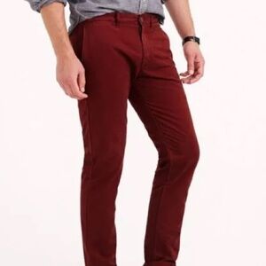 J. Crew The Bleeker Straight Fit Burgundy/ Cranberry Red Chino Pants 34"Wx34"L